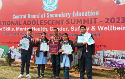 Students receiving certificates at National Bal Bhawan New Delhi